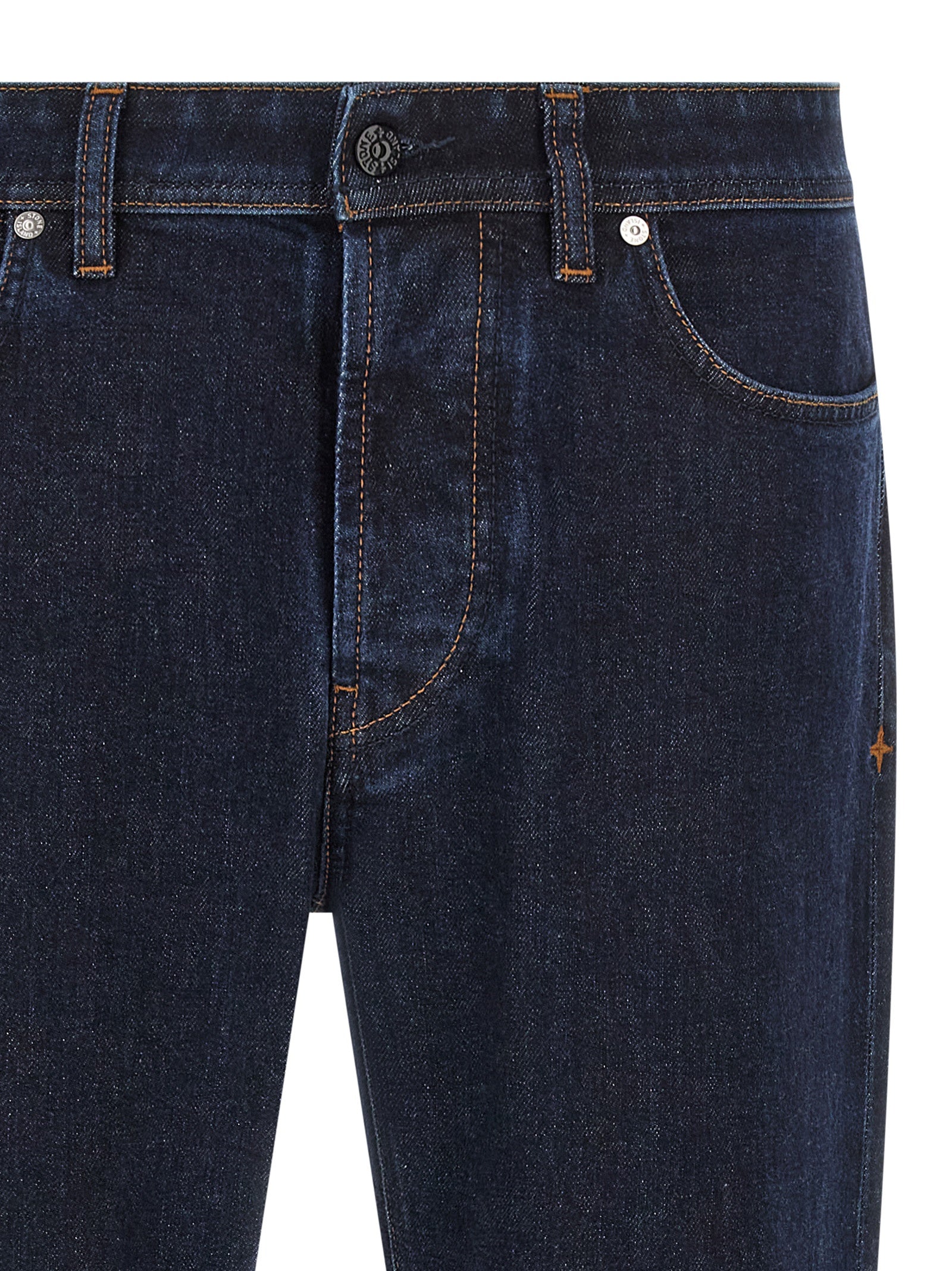 Blue Cotton Straight-Leg Jeans