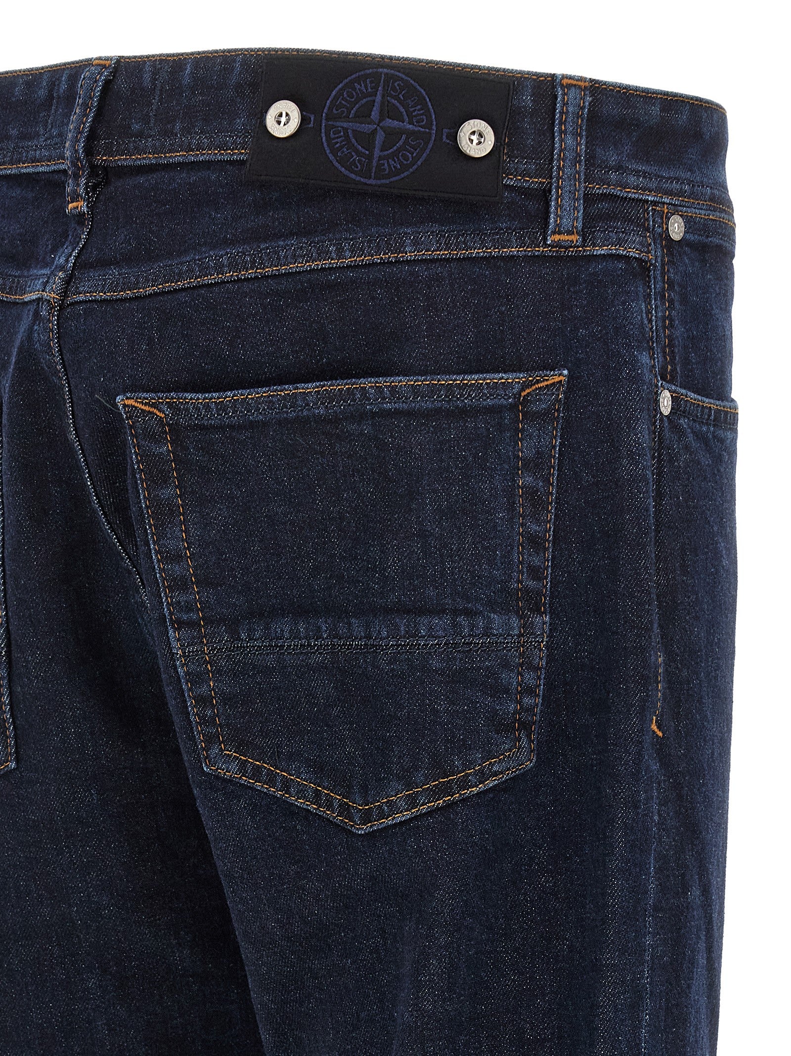 Blue Cotton Straight-Leg Jeans