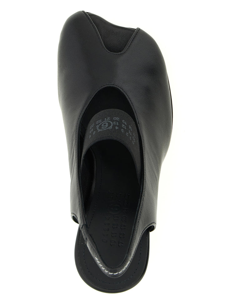 MM6 Maison Margiela Pumps i svart lammeskinn med mellomhøy hæl