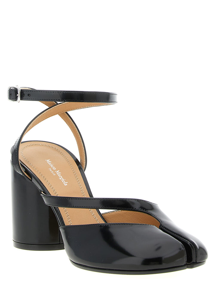 Maison Margiela sorte kalveskinnpumps med mellomhøy hæl