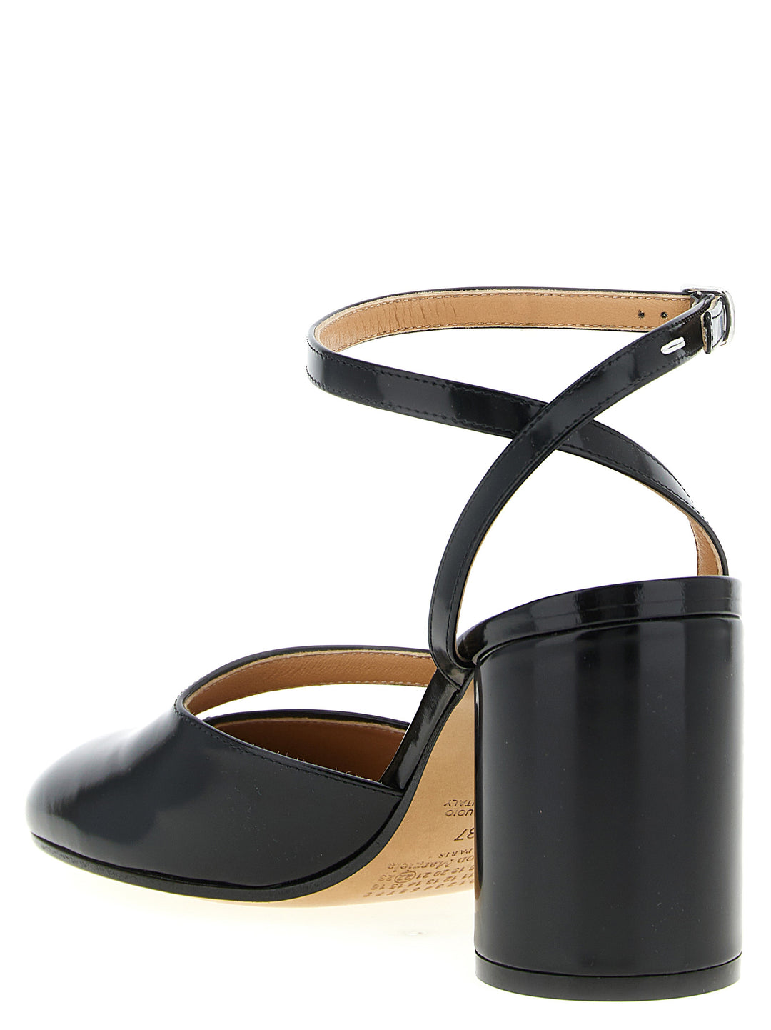 Maison Margiela sorte kalveskinnpumps med mellomhøy hæl