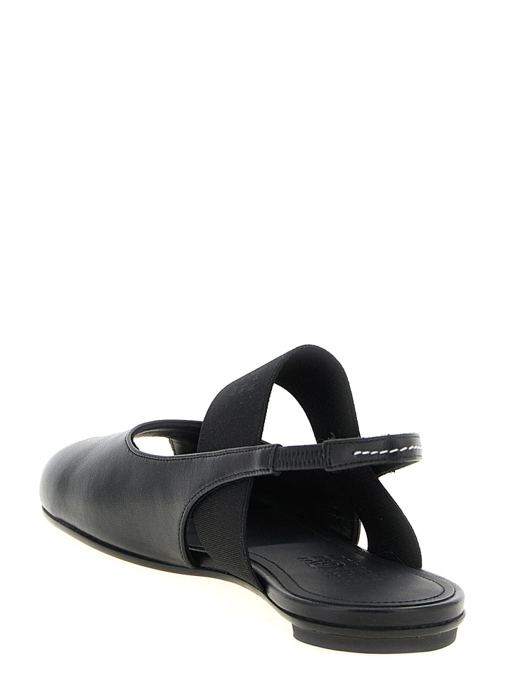 MM6 Maison Margiela Svarte lammeskinnssandaler