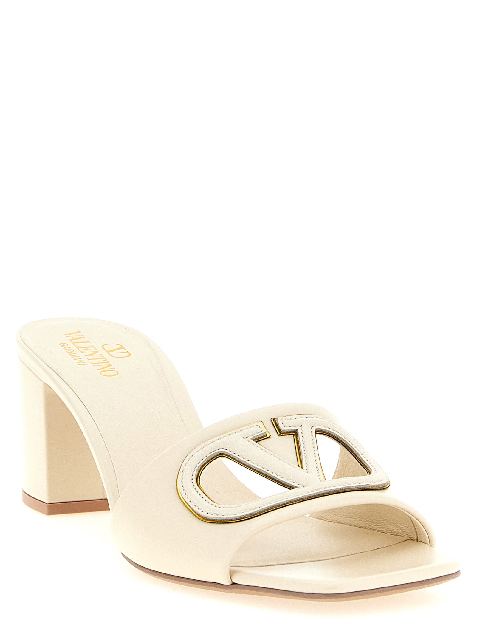 Valentino Garavani White Calfskin Mid Heel Pumps