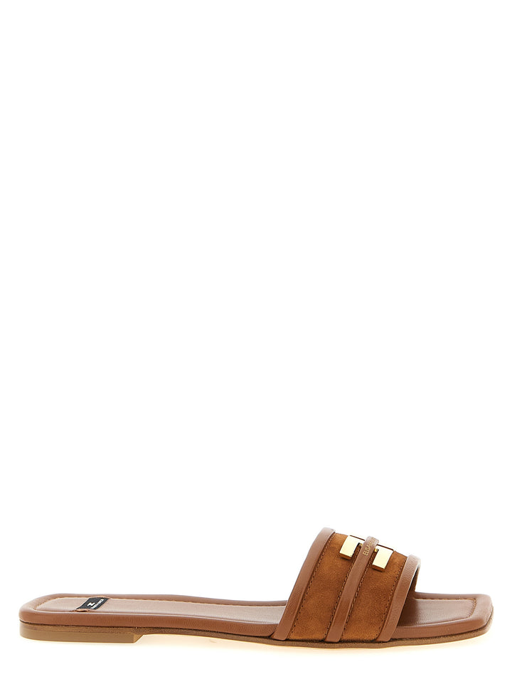 Elisabetta Franchi Brune Skinn Slides