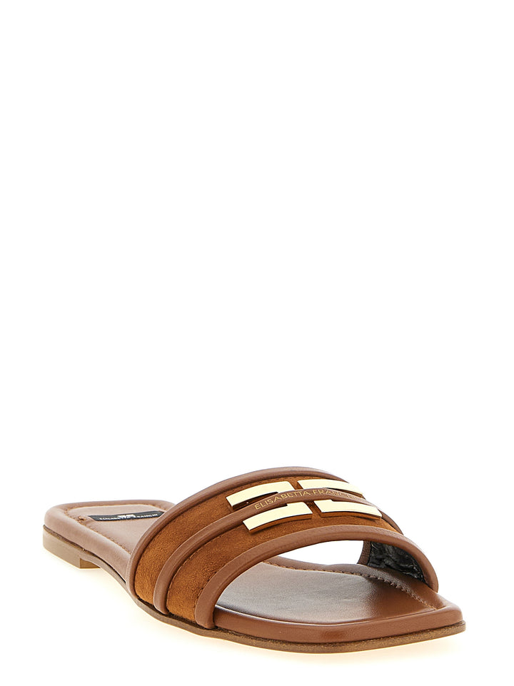 Elisabetta Franchi Brune Skinn Slides