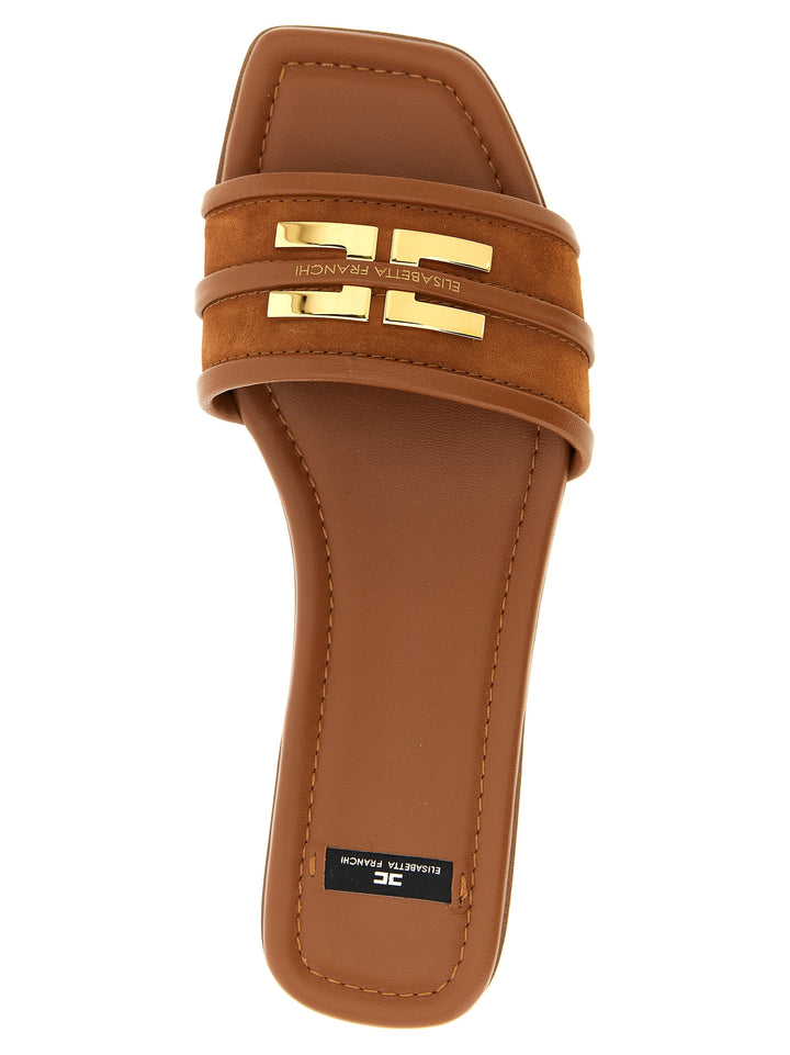 Elisabetta Franchi Brune Skinn Slides