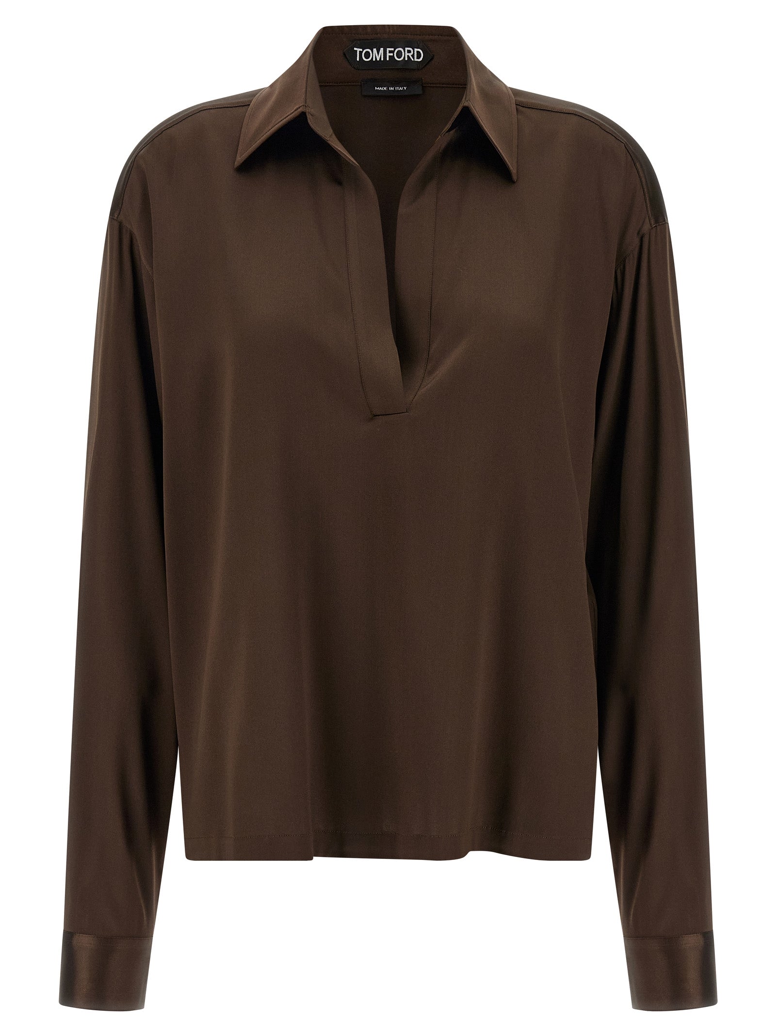 Tom Ford Brown Silk Polo Shirt