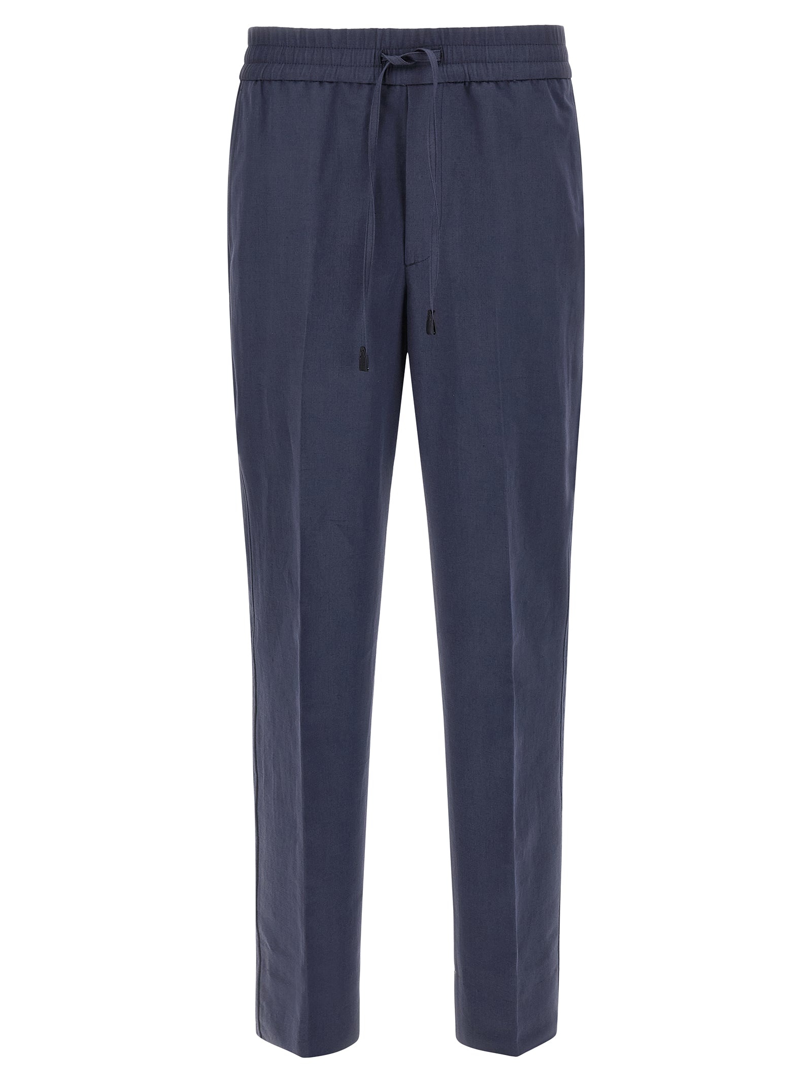 Blue Linen Casual Pants