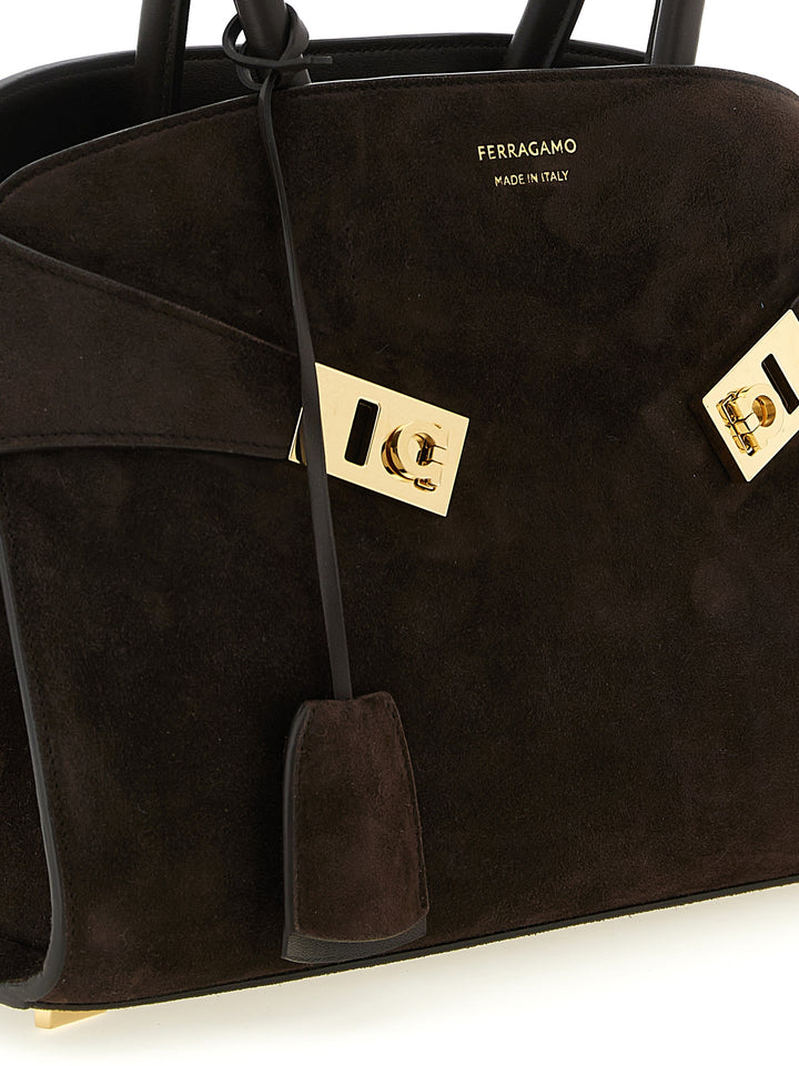 Ferragamo håndveske i brunt geiteskinn