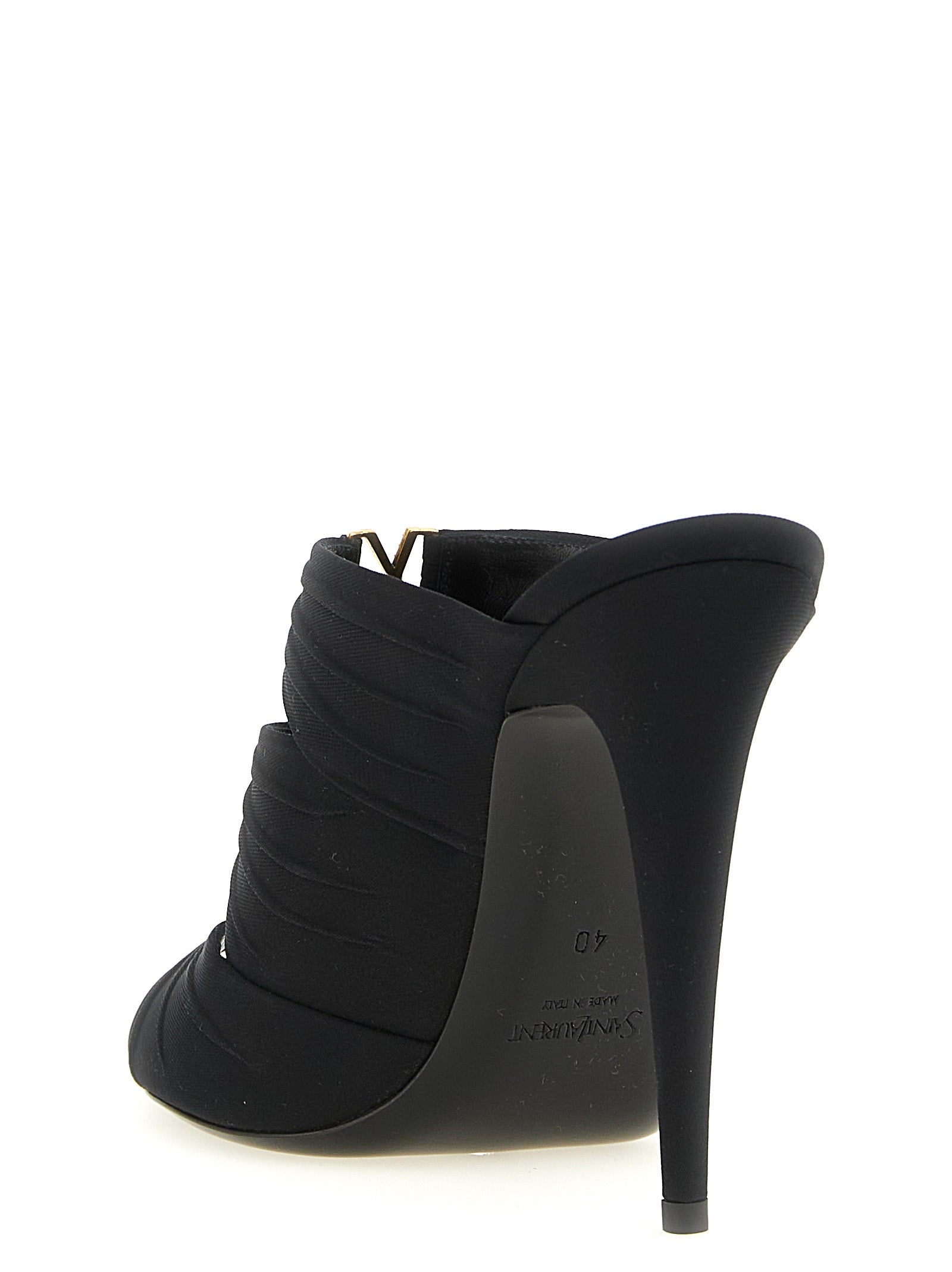 Saint Laurent Black Viscose Stiletto Heel Sandals