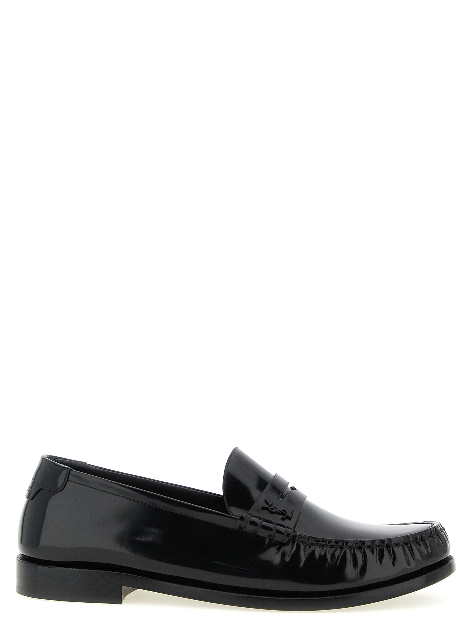 Saint Laurent Black Calfskin Slip-On Loafers