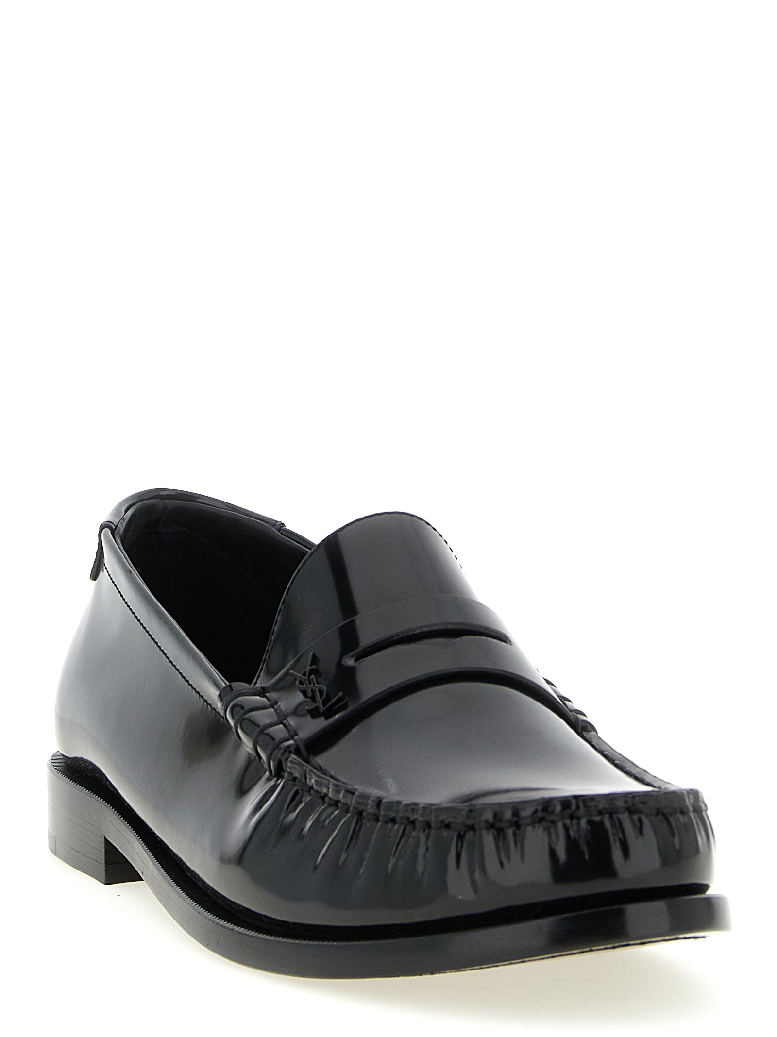 Saint Laurent Black Calfskin Slip-On Loafers