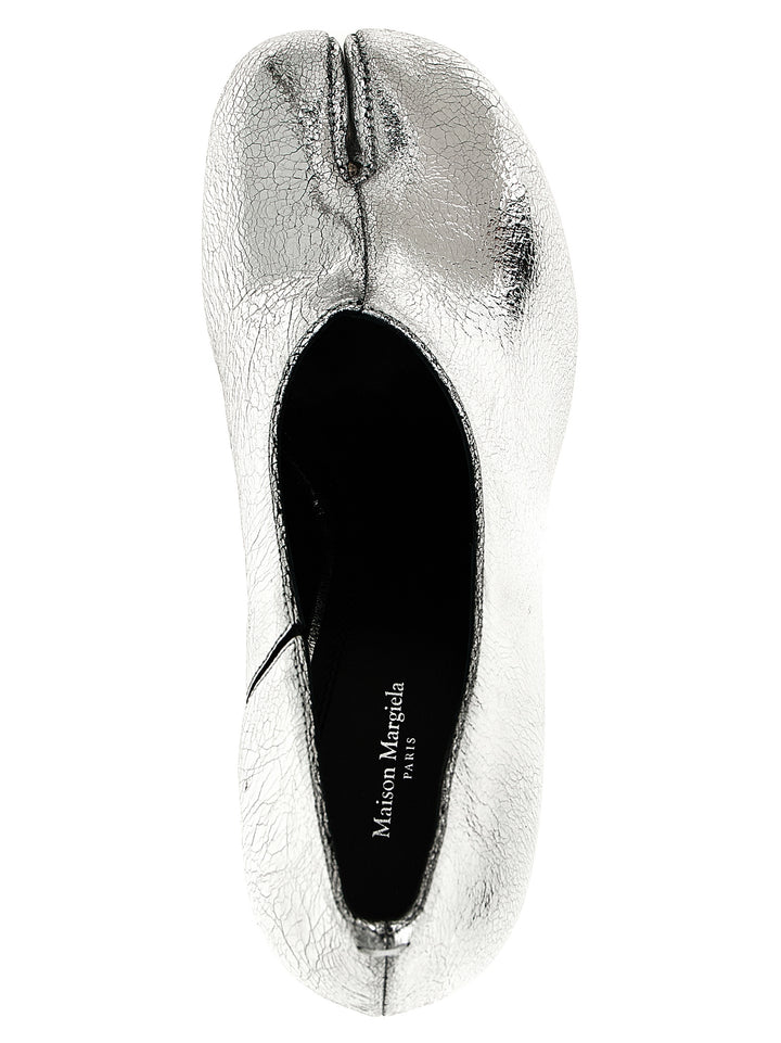 Silver Calfskin Mid Heel Pumps