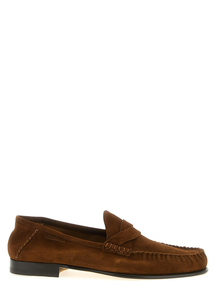 Tom Ford slip-on-mokkasiner i brunt semsket skinn