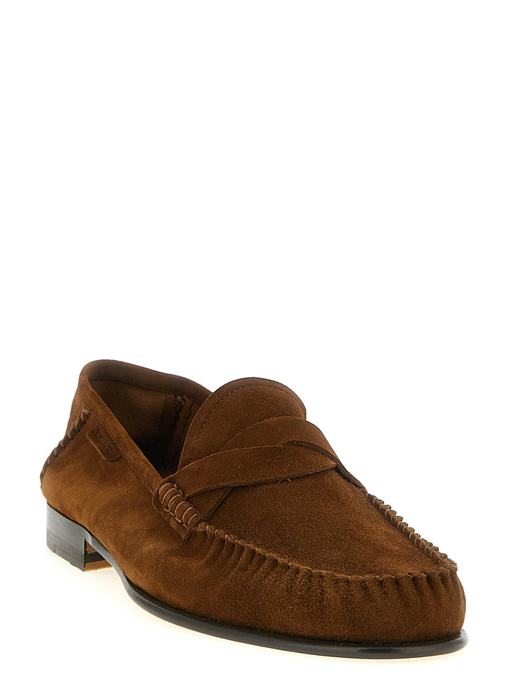 Tom Ford slip-on-mokkasiner i brunt semsket skinn