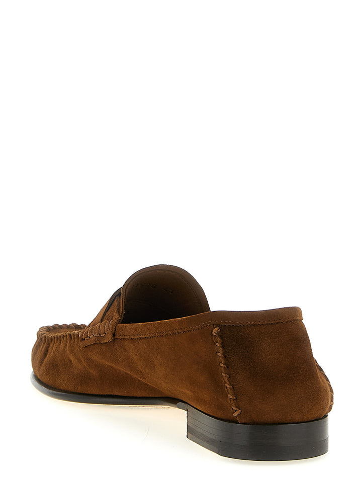 Tom Ford slip-on-mokkasiner i brunt semsket skinn