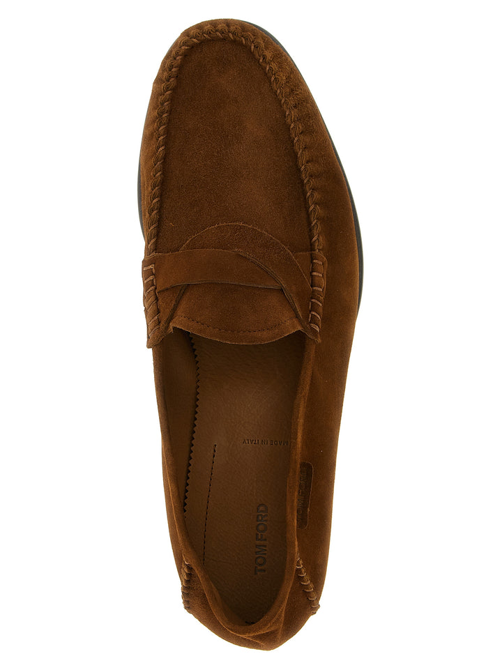 Tom Ford slip-on-mokkasiner i brunt semsket skinn