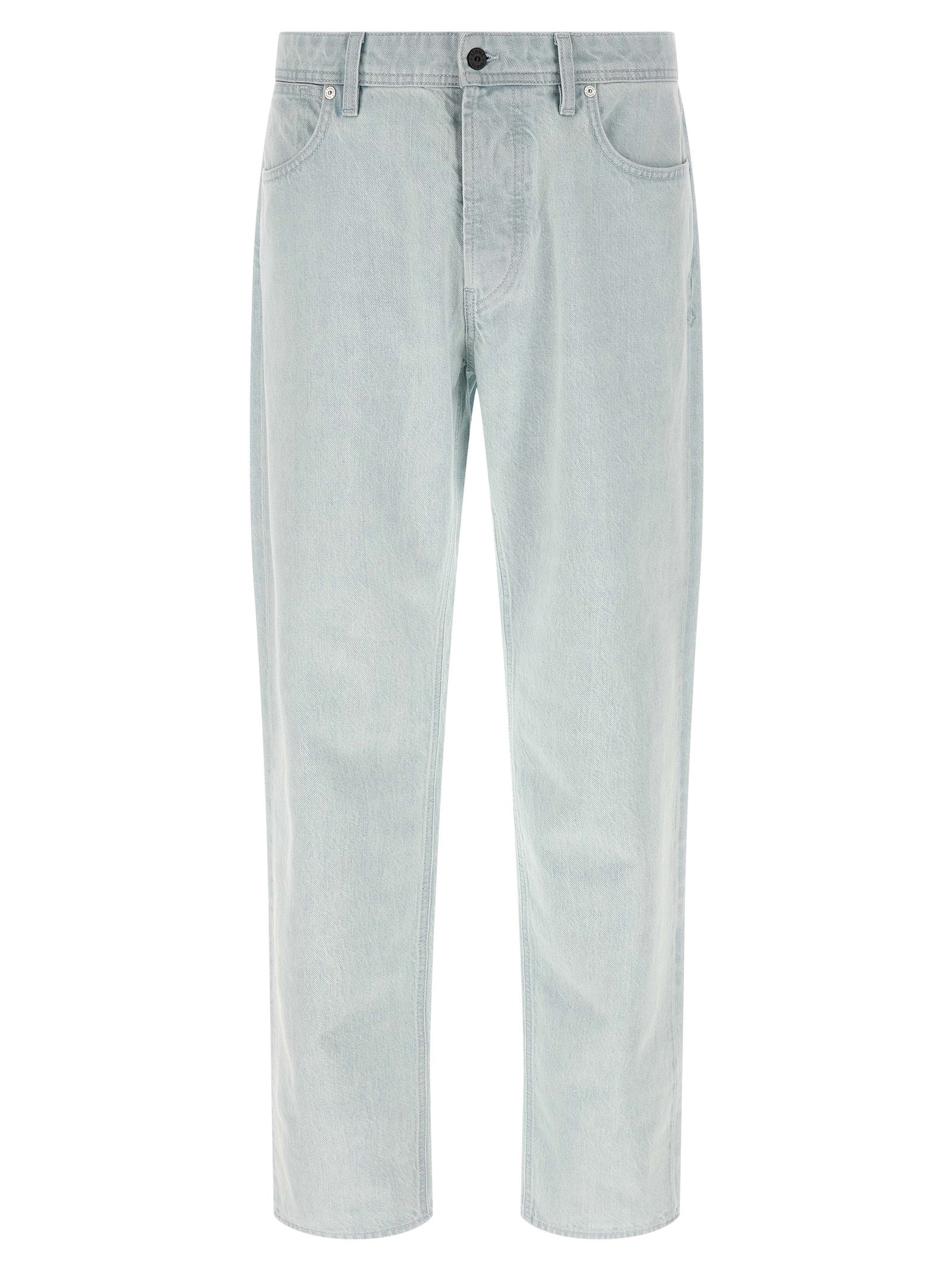 Blue Cotton Straight-Leg Jeans