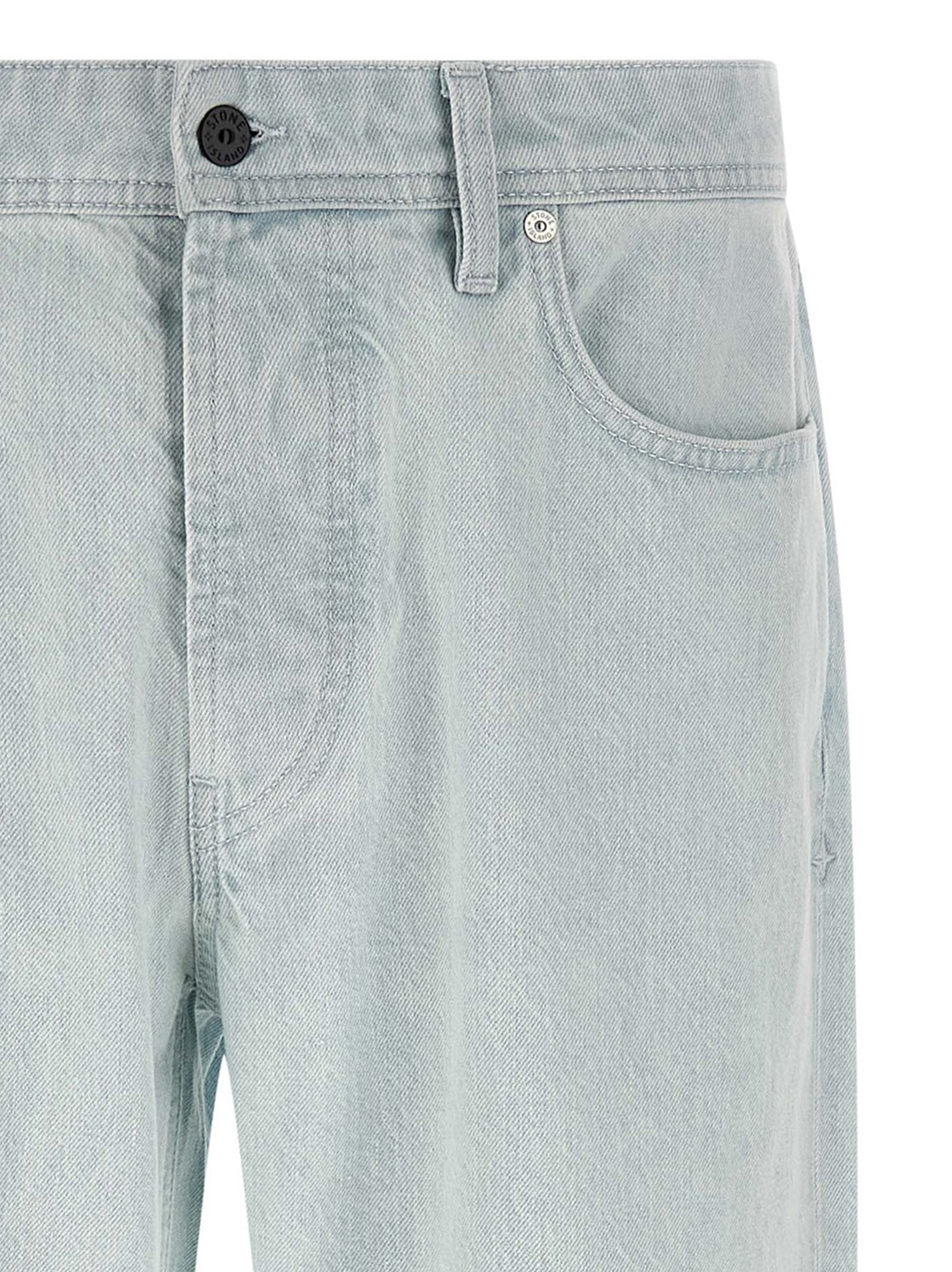 Blue Cotton Straight-Leg Jeans