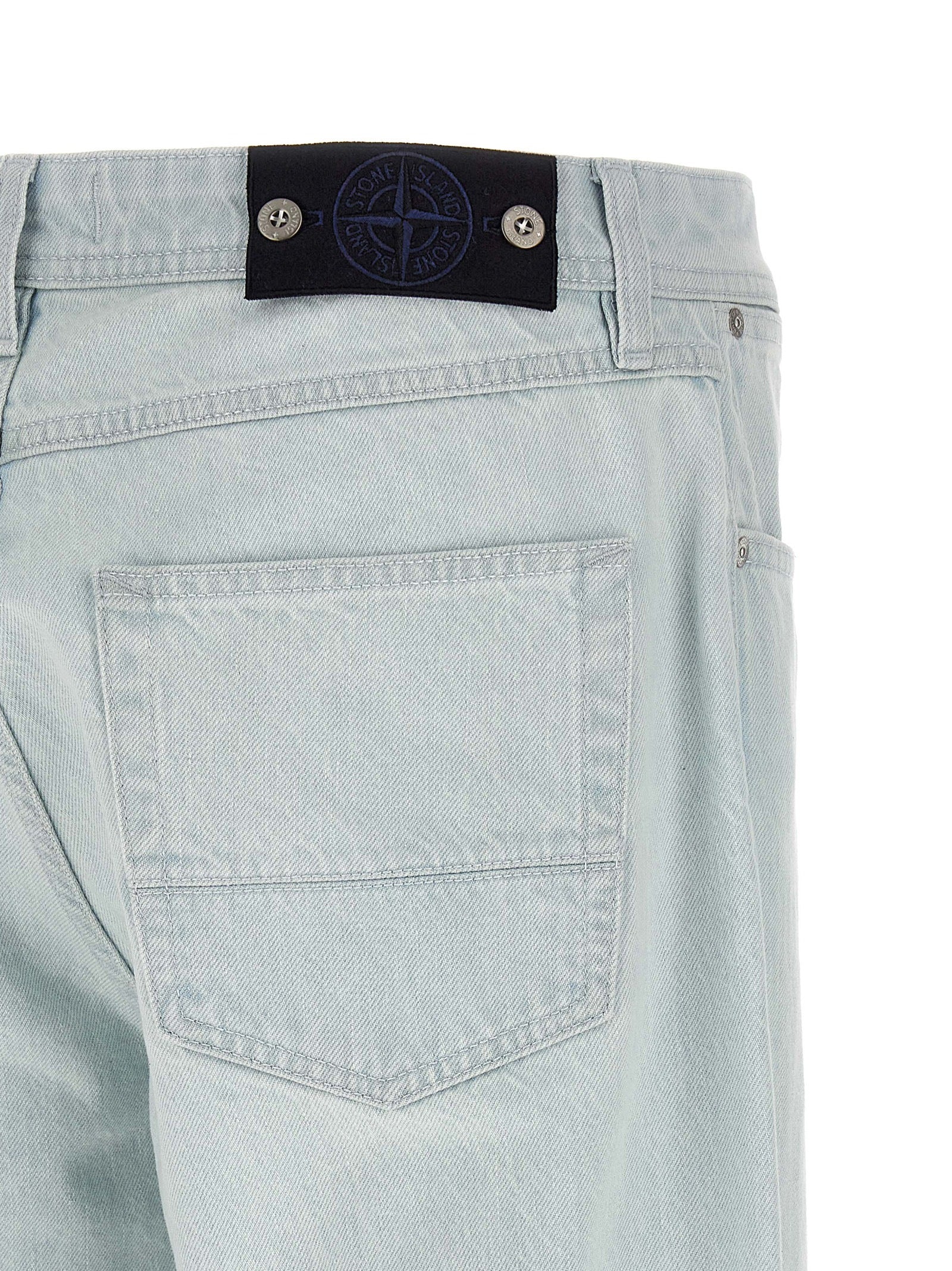 Blue Cotton Straight-Leg Jeans