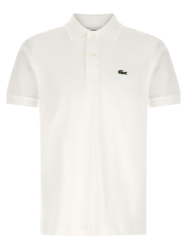 Lacoste hvit bomullspique-skjorte