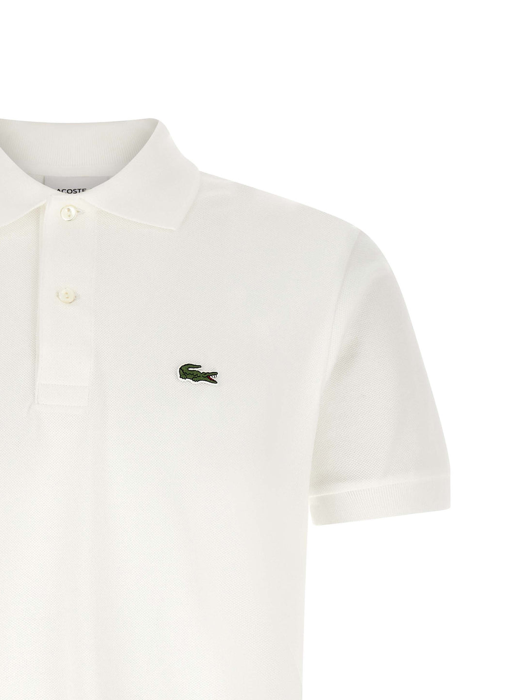 Lacoste hvit bomullspique-skjorte