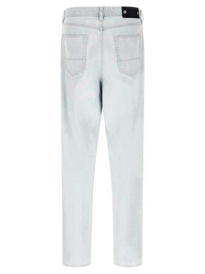 Stone Island Blå Bomullsjeans med Rett Passform