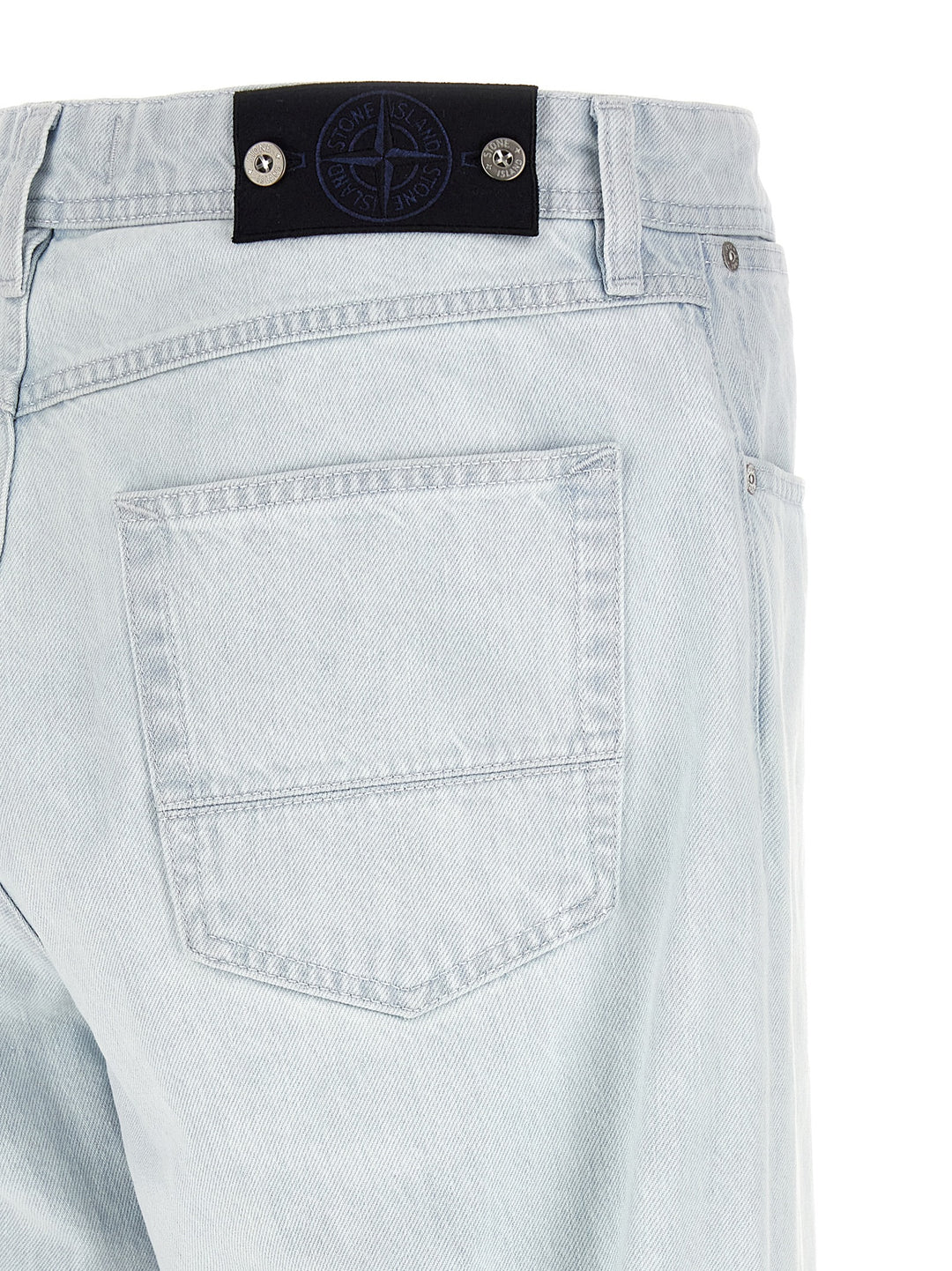 Stone Island Blå Bomullsjeans med Rett Passform