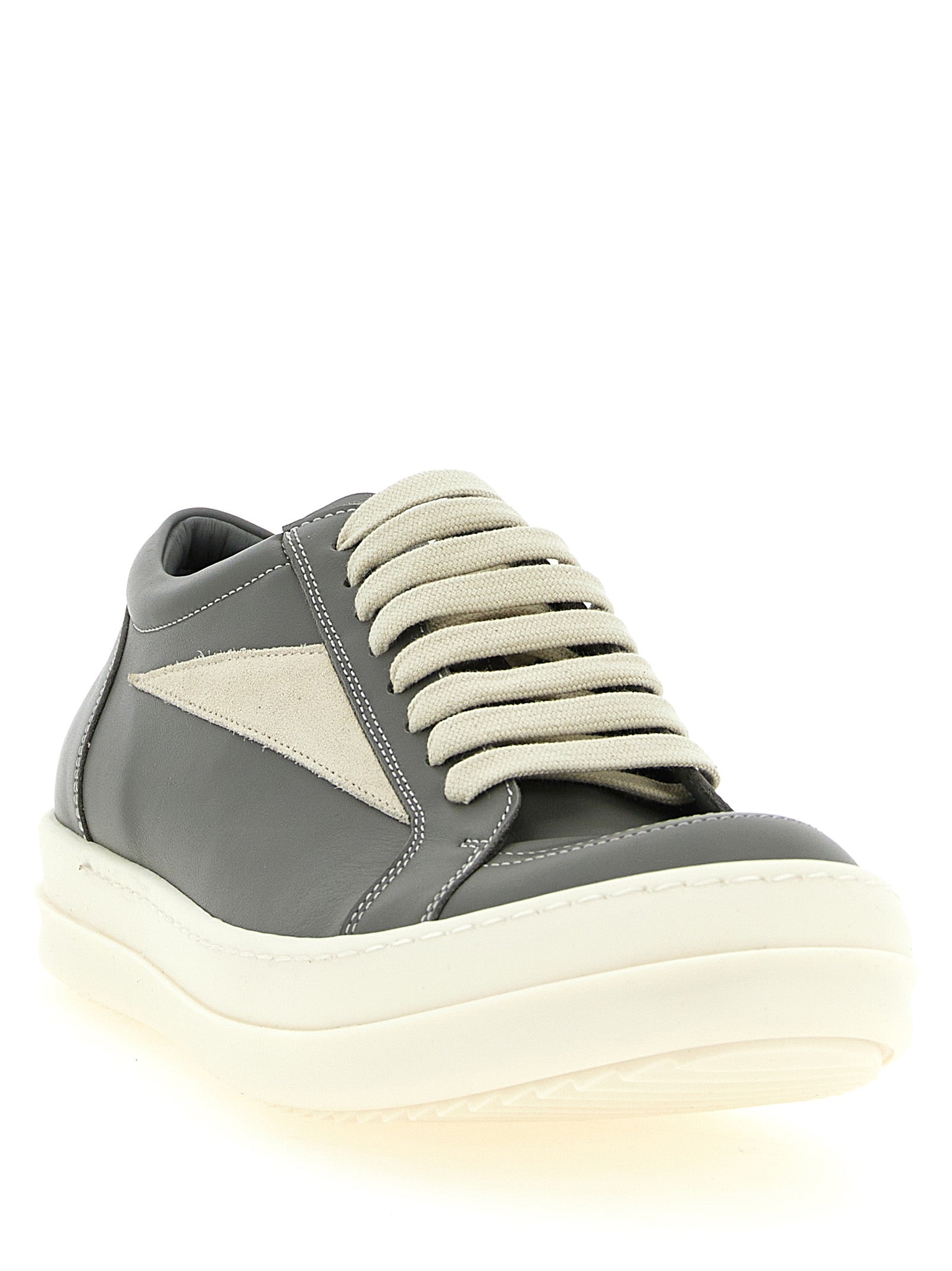 Rick Owens grå lave sneakers i kuskinn