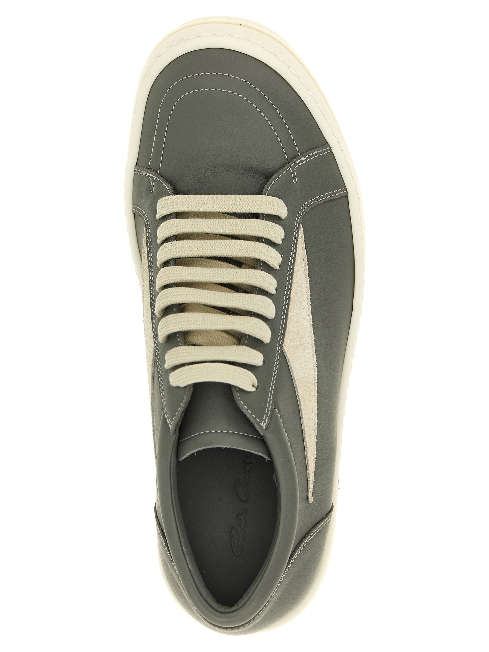 Rick Owens grå lave sneakers i kuskinn