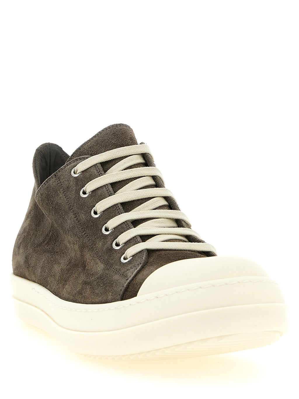 Rick Owens Gray Calfskin Low Top Sneakers