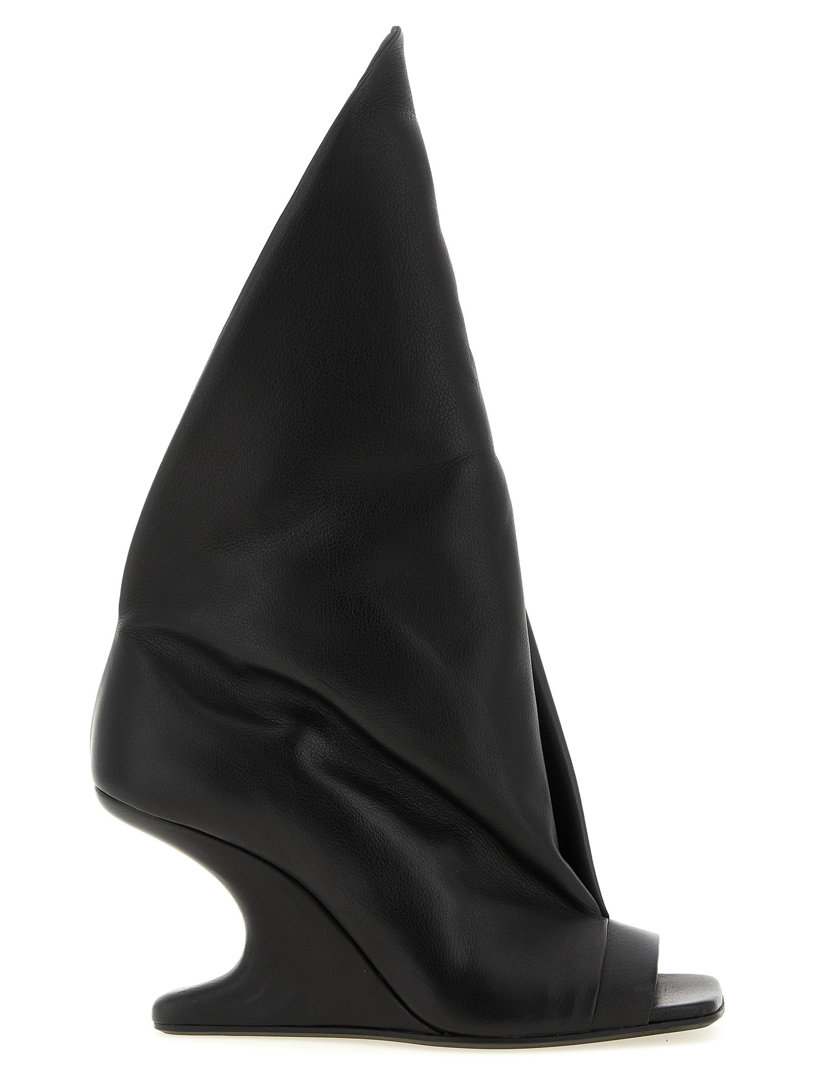 Rick Owens Black Calfskin Stiletto Heel Sandals