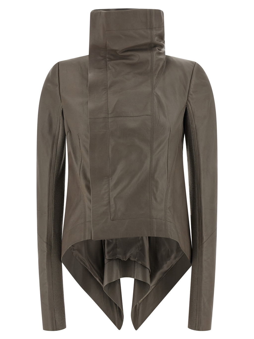 Rick Owens Gray Lamb Leather Leather Jacket