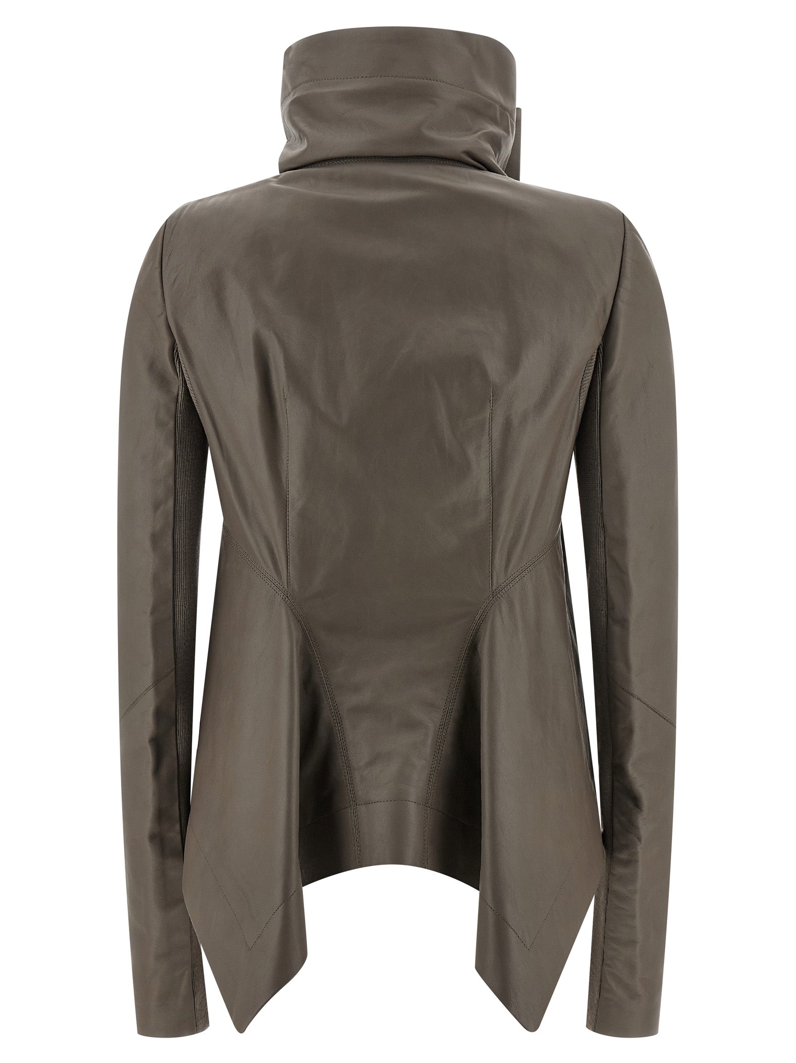 Rick Owens Gray Lamb Leather Leather Jacket