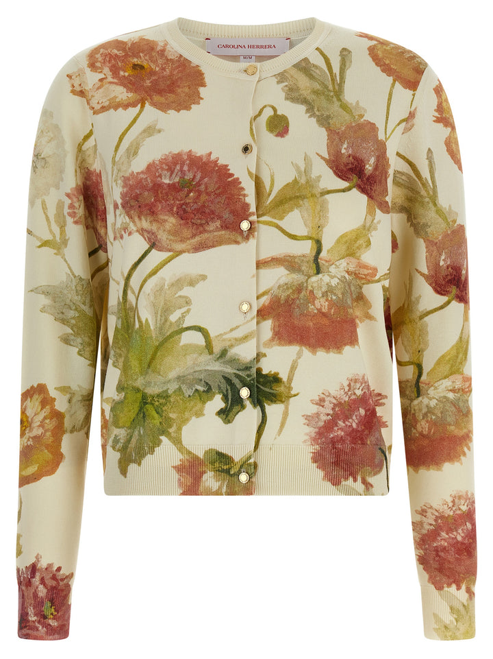 Carolina Herrera Hvit Silke Cardigan