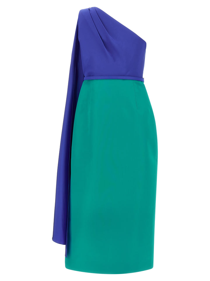 Carolina Herrera flerfarget silkemidi-kjole