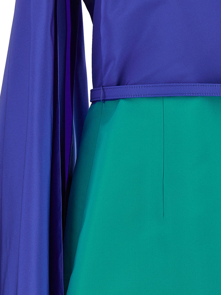 Carolina Herrera flerfarget silkemidi-kjole