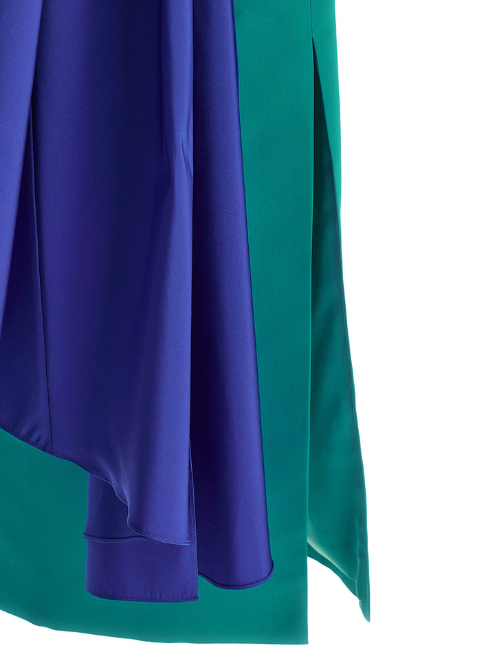 Carolina Herrera flerfarget silkemidi-kjole