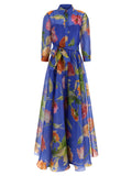 Carolina Herrera Blue Silk Long Dress