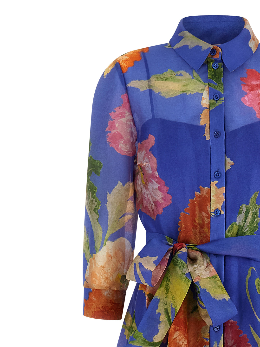 Carolina Herrera Blå Lang Kjole i Silke