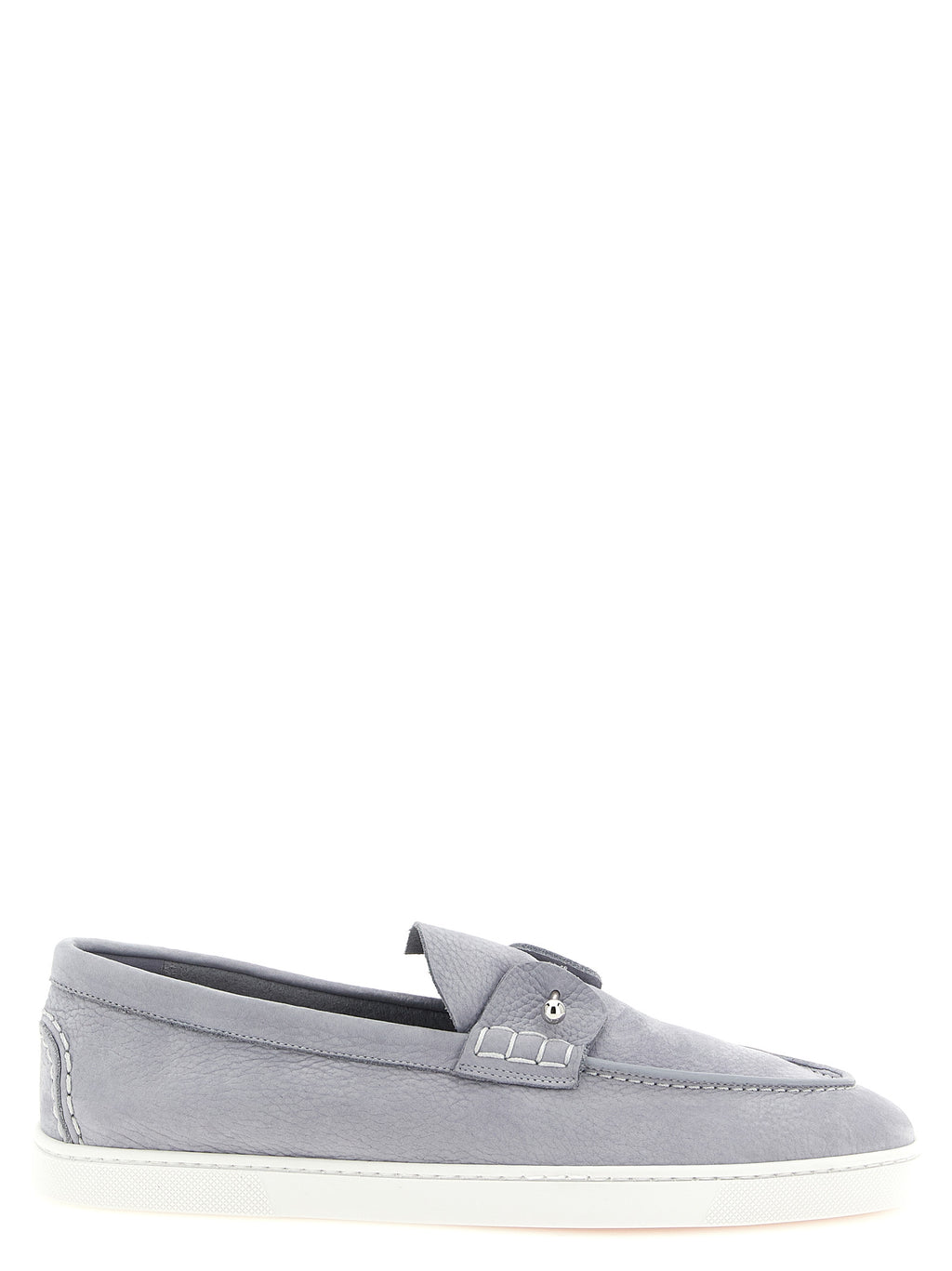 Christian Louboutin Gray Calfskin Slip-On Loafers