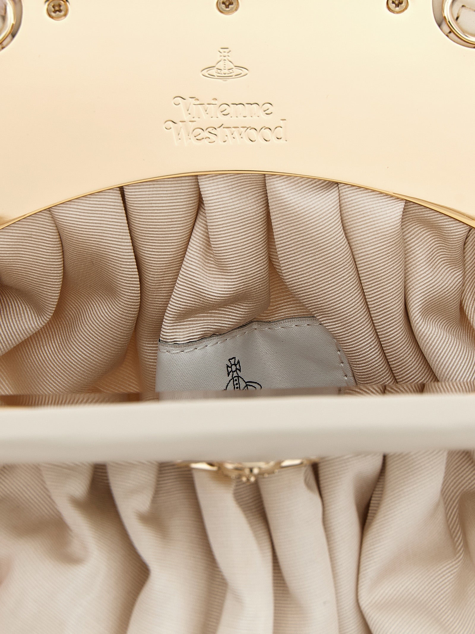 Beige Viscose Clutch Bag
