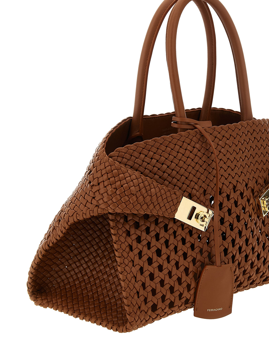 Ferragamo håndveske i brunt kalveskinn