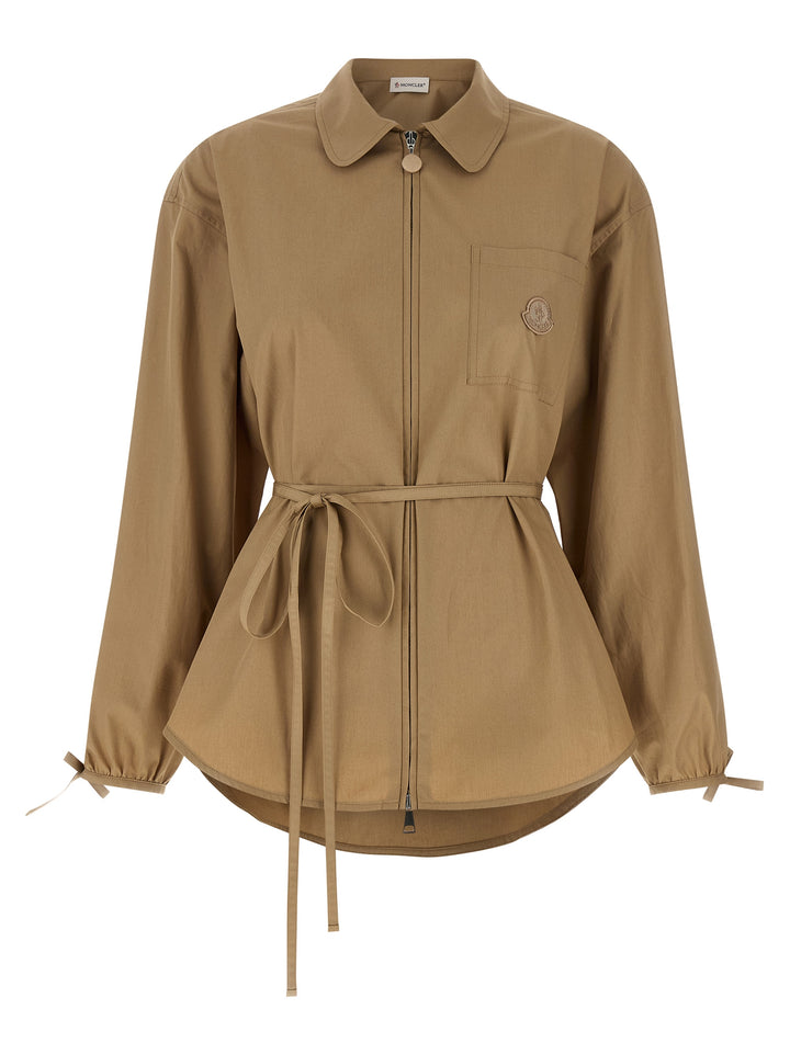 Moncler Beige bomull jakke i full lengde