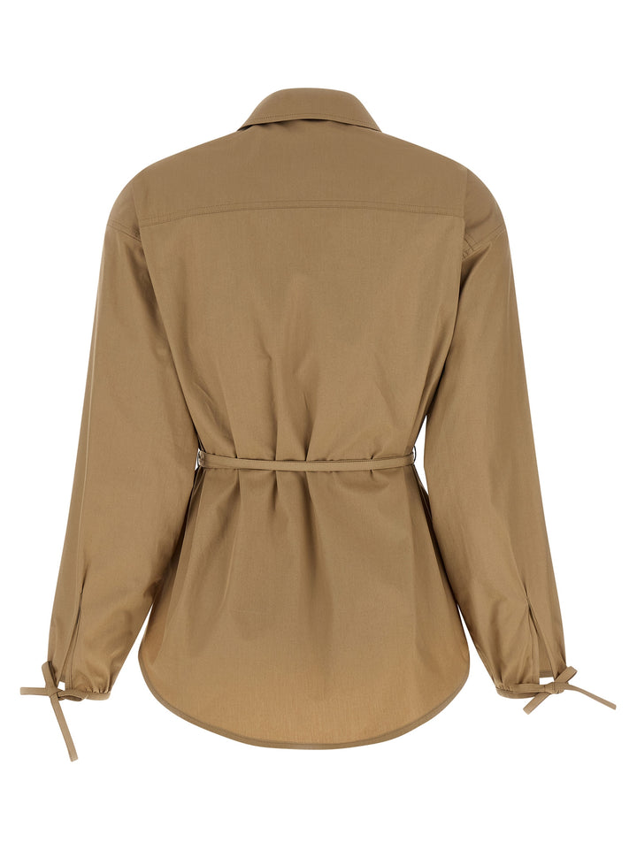 Moncler Beige bomull jakke i full lengde