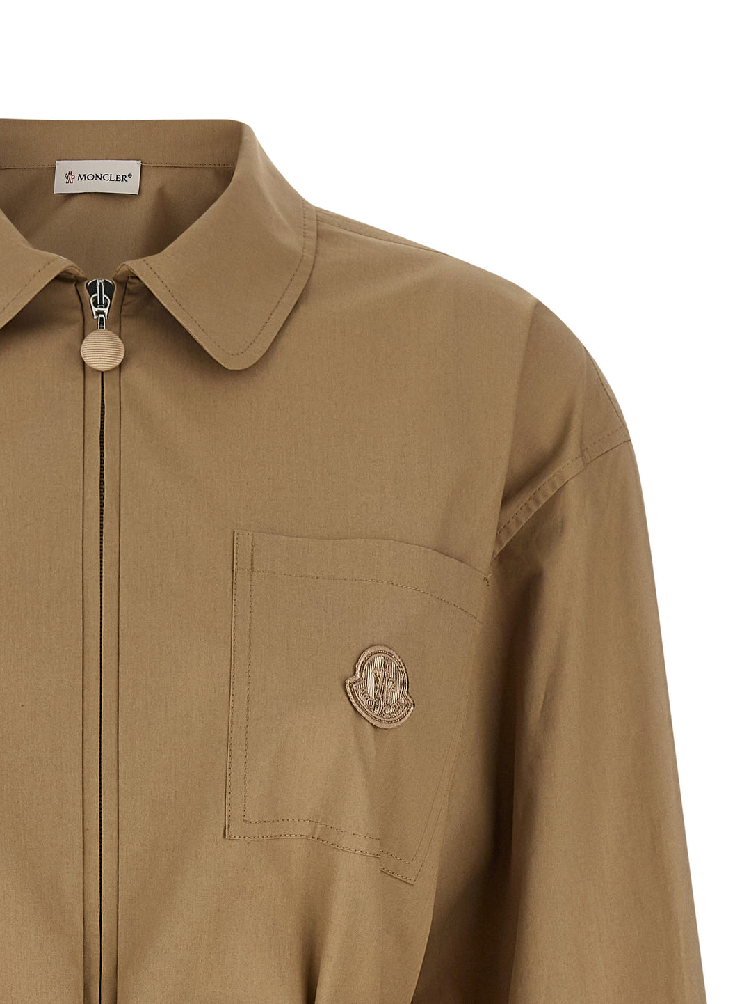 Moncler Beige bomull jakke i full lengde