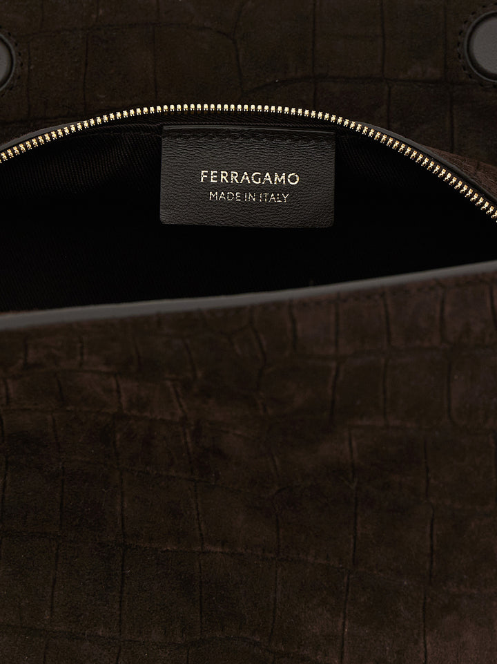 Ferragamo Skulderveske i brunt geiteskinn