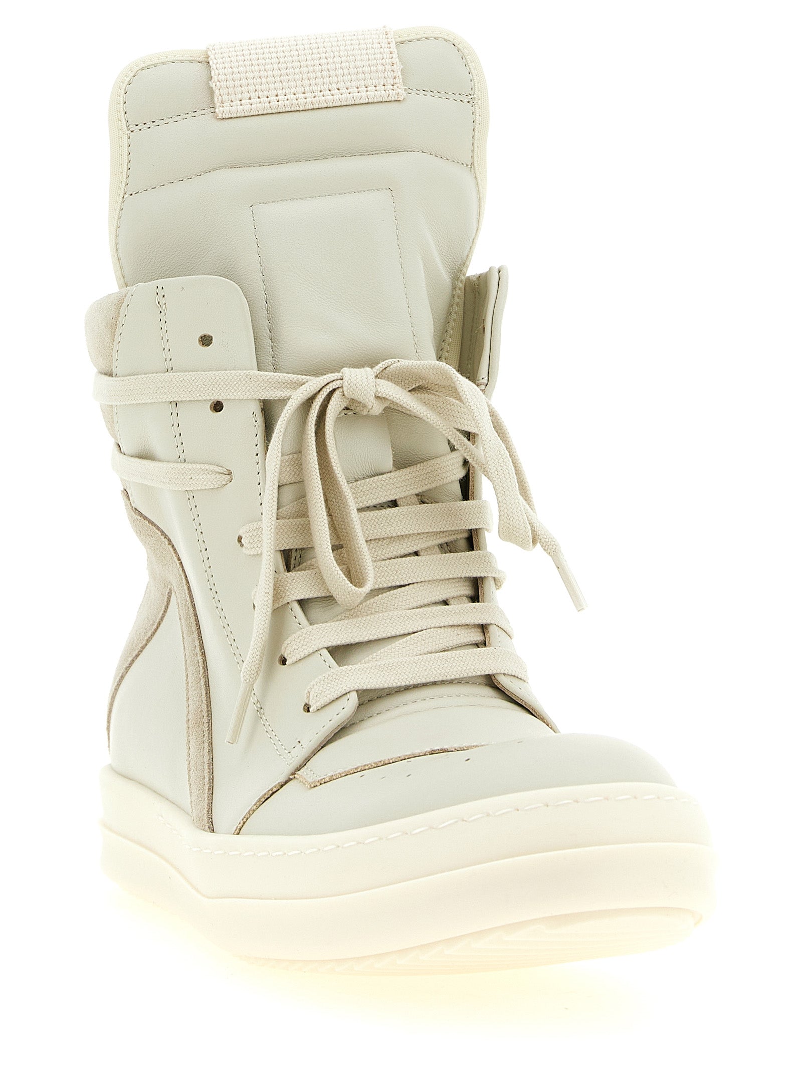 Rick Owens Beige Cowhide Athletic Sneakers