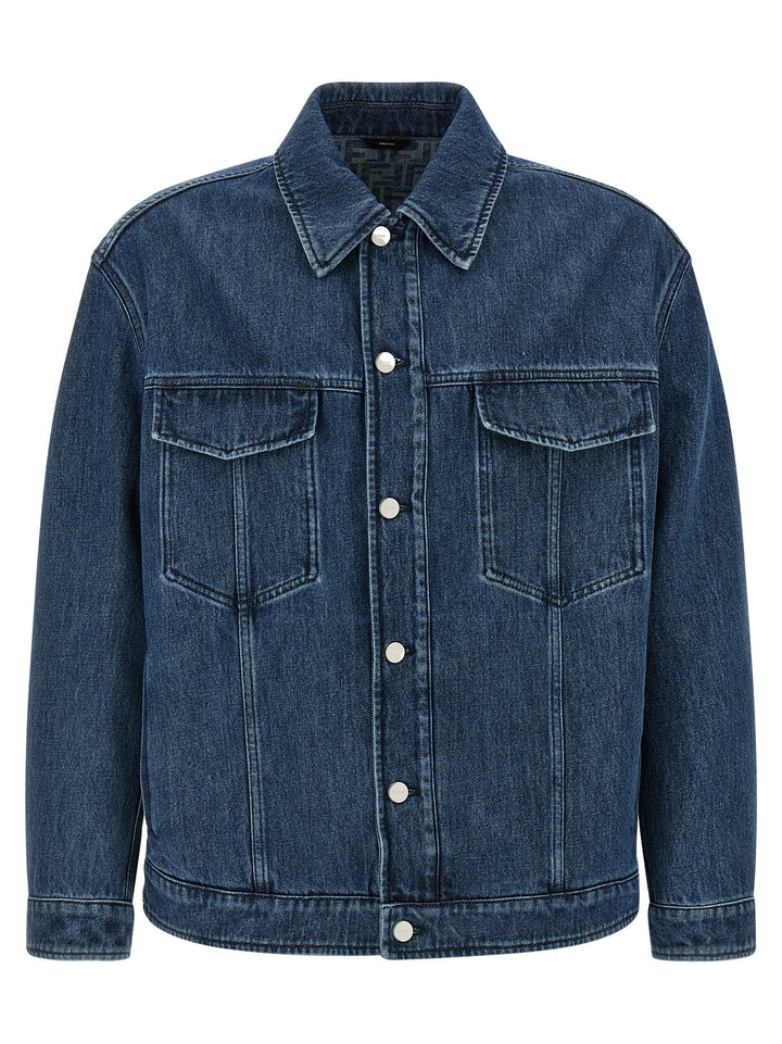 Fendi blå denimjakke i bomull