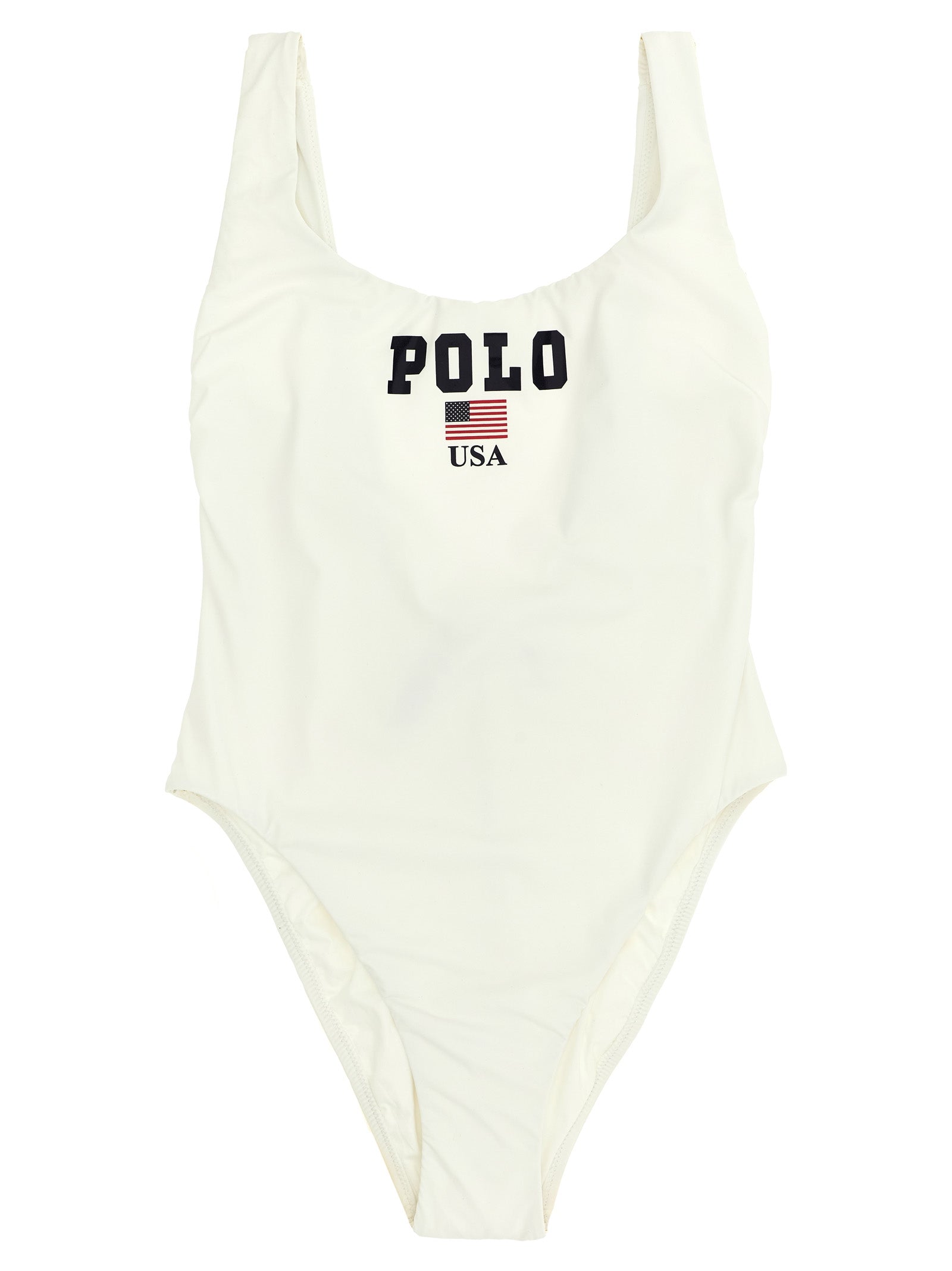 White Nylon One-Piece Swimsuit